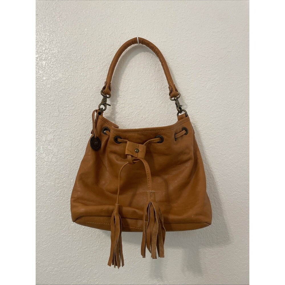 Wanderers Travel Co Satchel Leather Handbag Drawstring Bag Tan Shoulder Purse